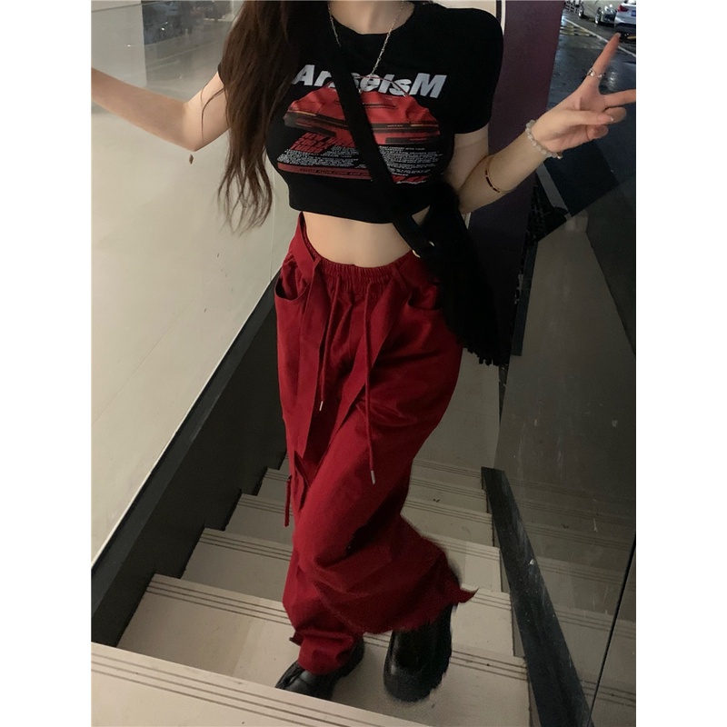 Quần Jean Nữ Ống Rộng Lưng Cao Phong Cách retro Mỹ Cá Tính