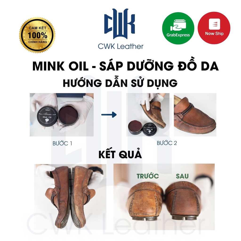 [Chính hãng Woodson] Mink oil mỡ chồn chuyên bảo dưỡng đồ da, làm mới, phục hồi túi xách, áo da ví da ghế sofa  giày da