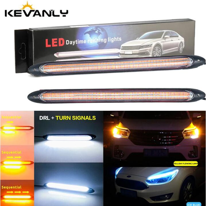 Set 2 Đèn Pha Kevanly Drl 12v Ánh Sáng Trắng Cho Xe Hơi
