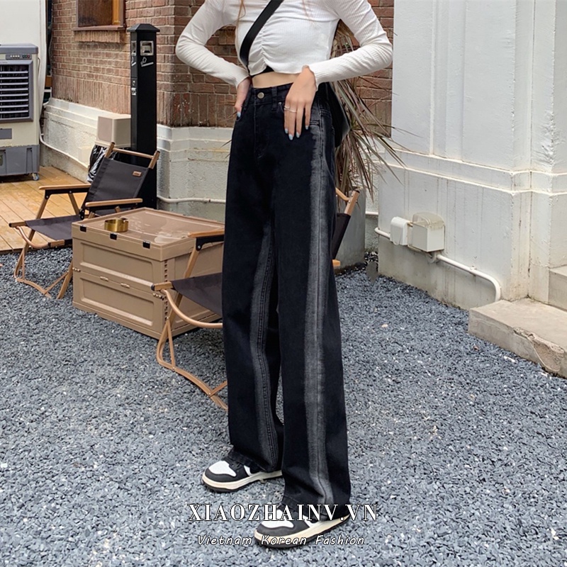 Quần jeans dài XIAOZHAINV lưng cao ống đứng màu gradient thời trang dành cho nữ