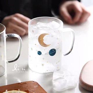 Ly thủy tinh mặt trăng có quai 450ml