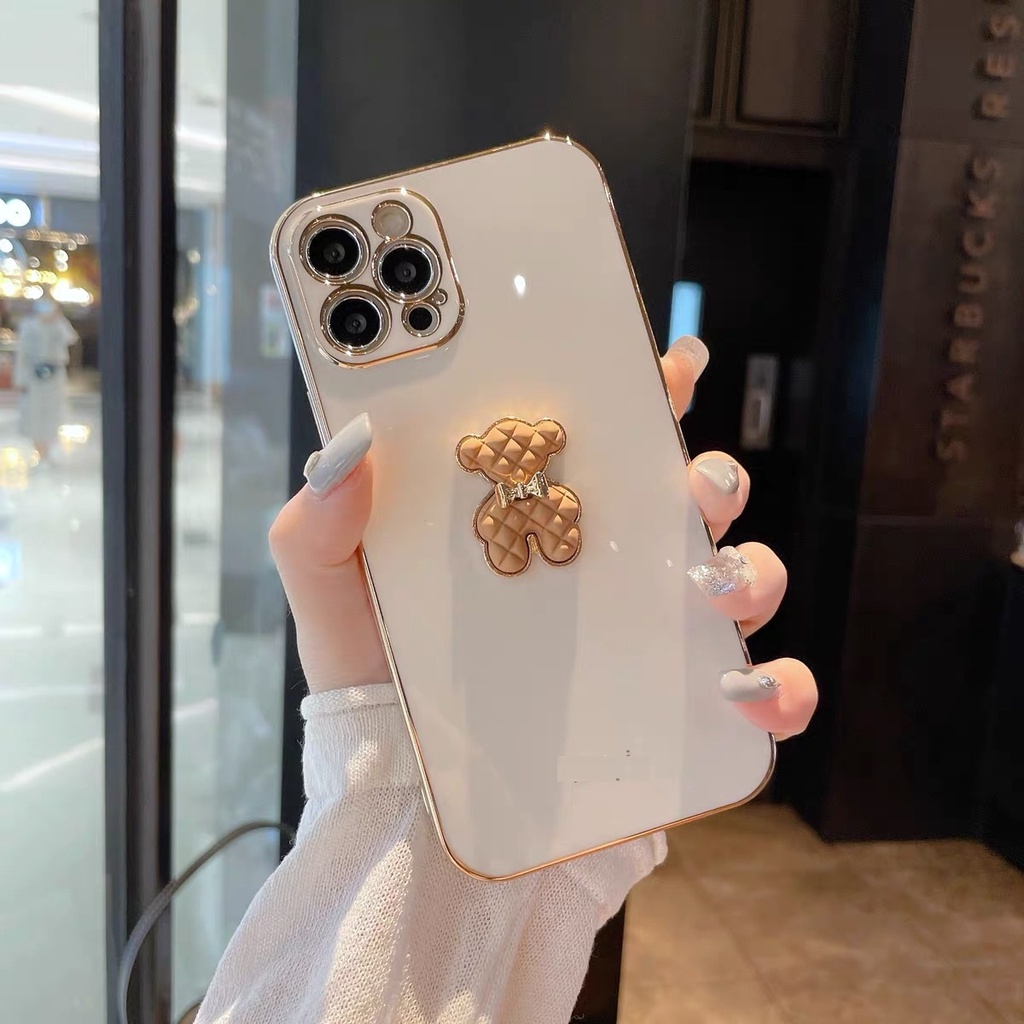 Ốp Điện Thoại Hình Gấu Nâu Thắt Nơ Cho Iphone 13 pro Max 7plus Plus Xr X Xs Xs Max 111212 Ốp Điện Thoại Chất Lượng Cao Cho iphone Pro 12pro Max