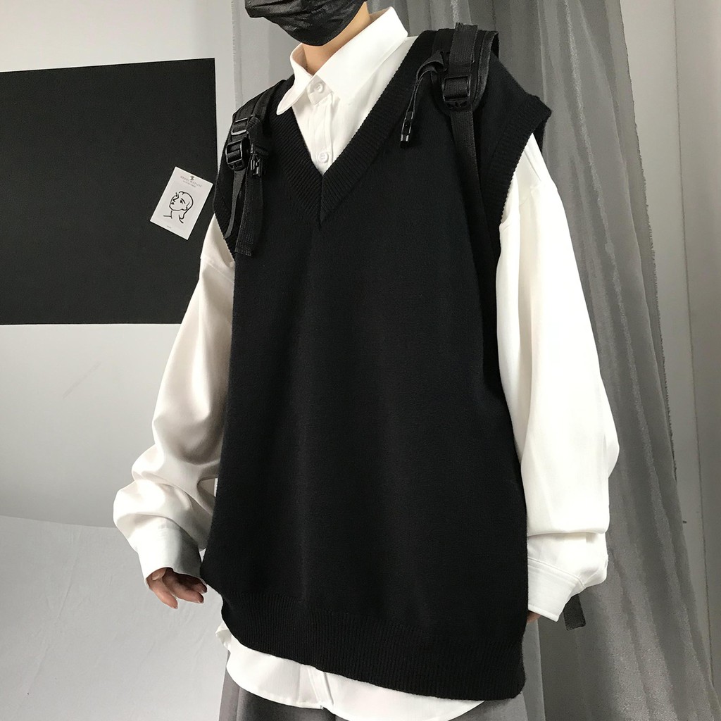 Áo Sweater cổ V không tay thời trang simple Hàn Quốc bigsize unisex áo vest áo len nam hàn quốc cho nam