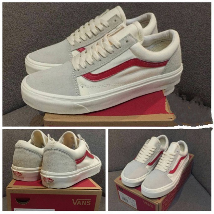Giày thể thao vns old skool  trắng sóng đỏ da nộn, giày cho  nam và nữ, giày sneker giá rẻ vietmax86 | BigBuy360 - bigbuy360.vn