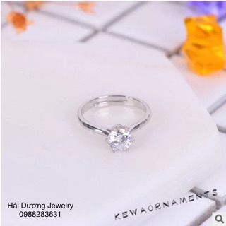 Nhẫn nữ hột xoàn bọc bạc italy cao cấp 925