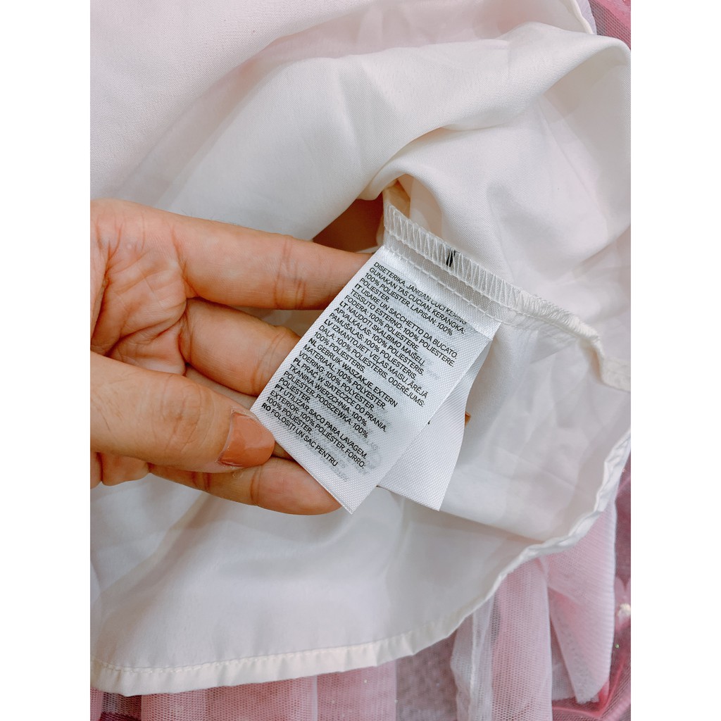 Váy bé gái h.,m trắng hồng đính hoa nổi