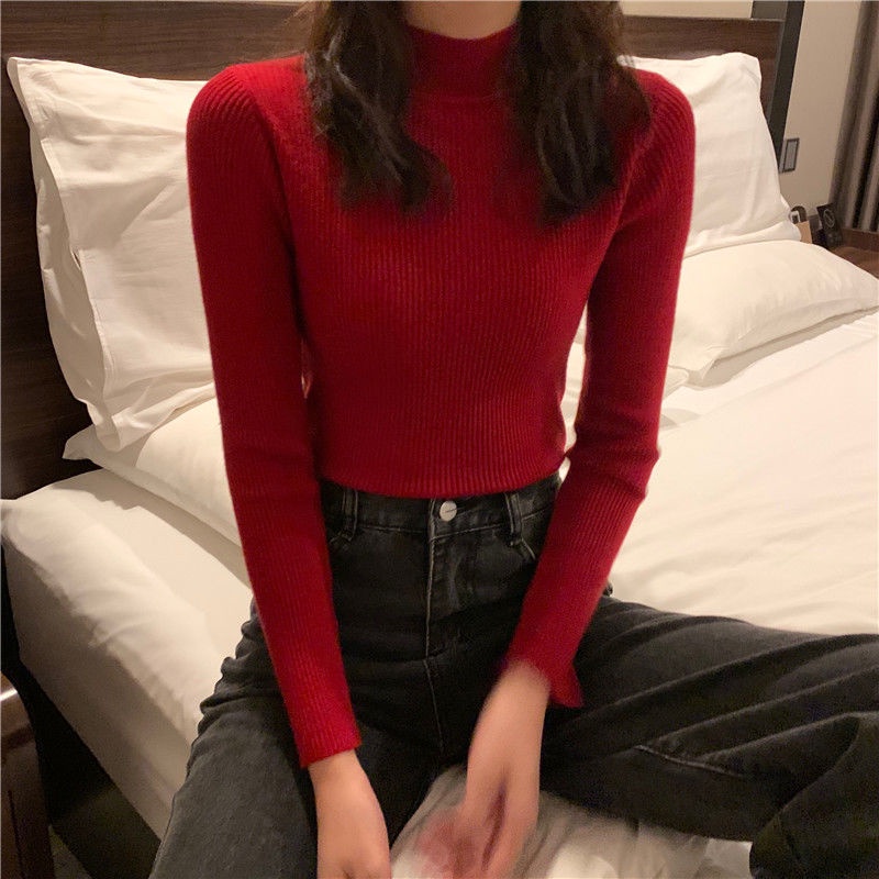 Áo Len Tay Dài Cổ Lọ Thiết Kế Mới Đơn Giản Thời Trang Dành Cho Nữ