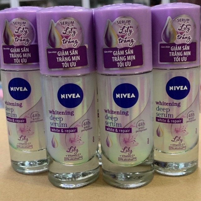 Lăn ngăn mùi NIVEA serum giúp dưỡng trắng chuyên sâu hương hoa Lily Mầu Tím