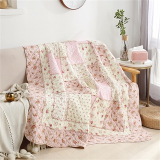 Applique Cotton Chăn Ga Trải Giường Cho Giường Vải Lanh Kẻ Sọc Chăn Coverlet Chắp Vá Tấm Nệm Giường Bao