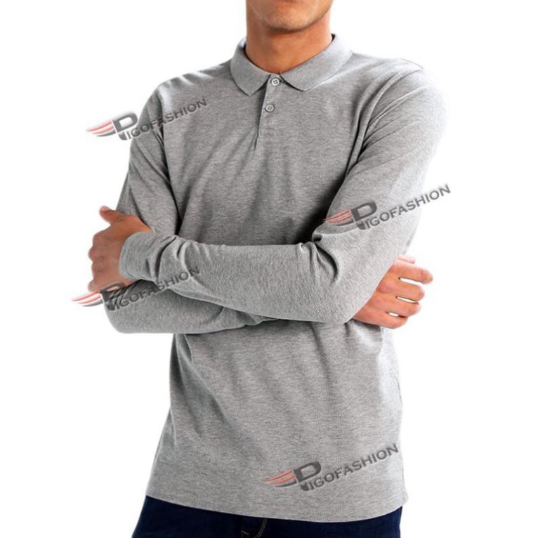 Áo Thun Polo Cổ Bẻ Dài Tay Ghi Xám Tirano Fashion - Tpg09 (Xám) Còn Hàng New ˇ | BigBuy360 - bigbuy360.vn