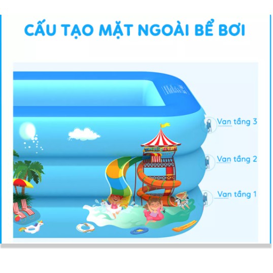 Bể Bơi Bơm Hơi❤️đủ kích thước❤️ thành cao 3 tầng, nhựa siêu dày, đáy phồng chống trượt