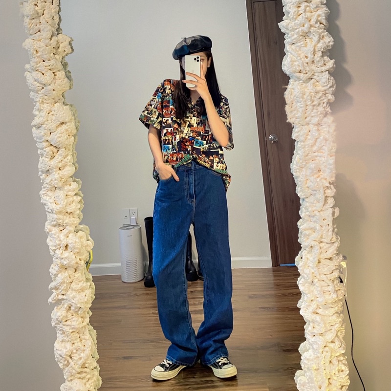 Áo sơ mi cổ vét in hình cổ điển