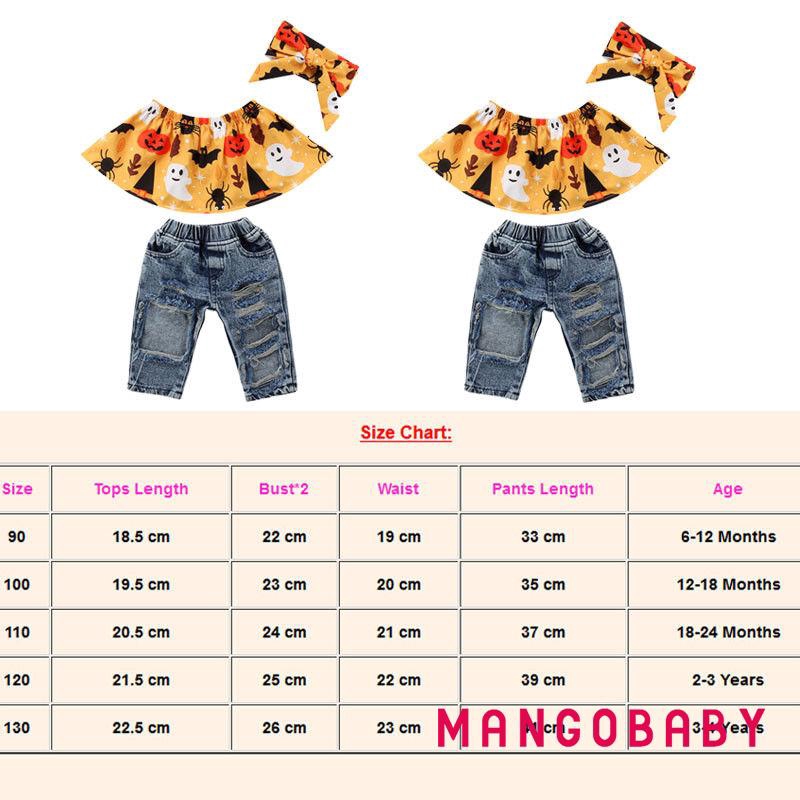 Set 3 Món Áo Trễ Vai + Quần Denim + Băng Đô Cho Bé Gái