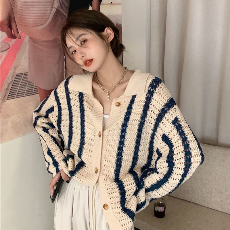 Áo khoác cardigan dệt kim dáng rộng màu sắc cá tính dễ phối đồ cho nữ