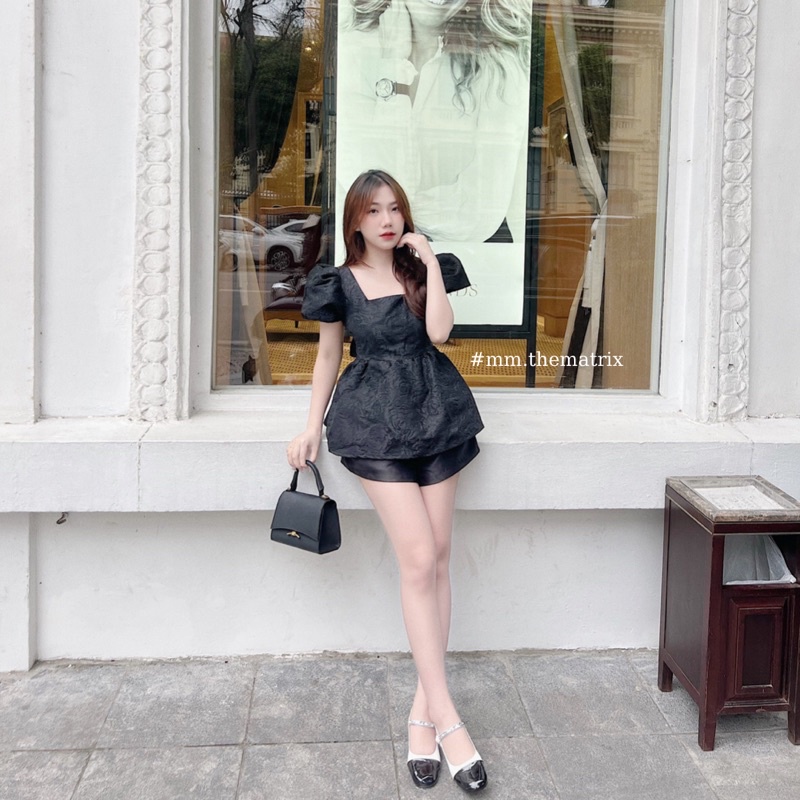 Áo gấm cô vuông buộc nơ (ảnh thật tự chụp)