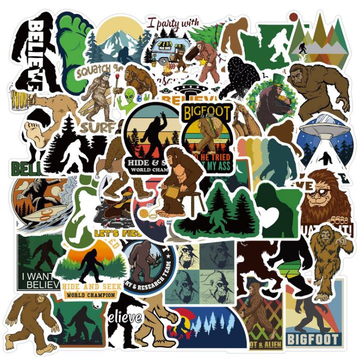 Sticker Bigfoot Sasquatch nhựa PVC không thấm nước, dán nón bảo hiểm, laptop, điện thoại, Vali, xe, Cực COOL #179