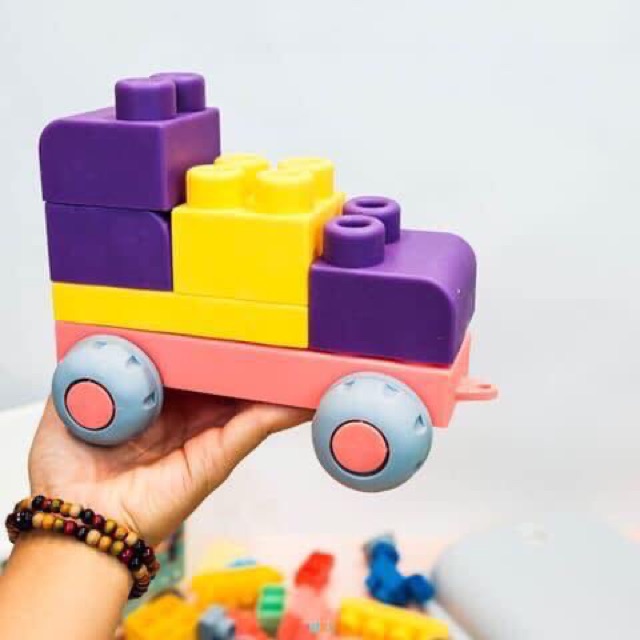 Lego Nhựa Dẻo Nhiều Màu Sắc, An Toàn Cho Các Bé 50, 80 Chi Tiết Kèm Hộp