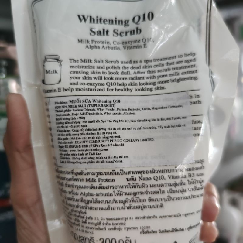 Muối Tắm Sữa Bò Tẩy Tế Bào Chết Whitening Q10 Salt Scrub Túi 350g
