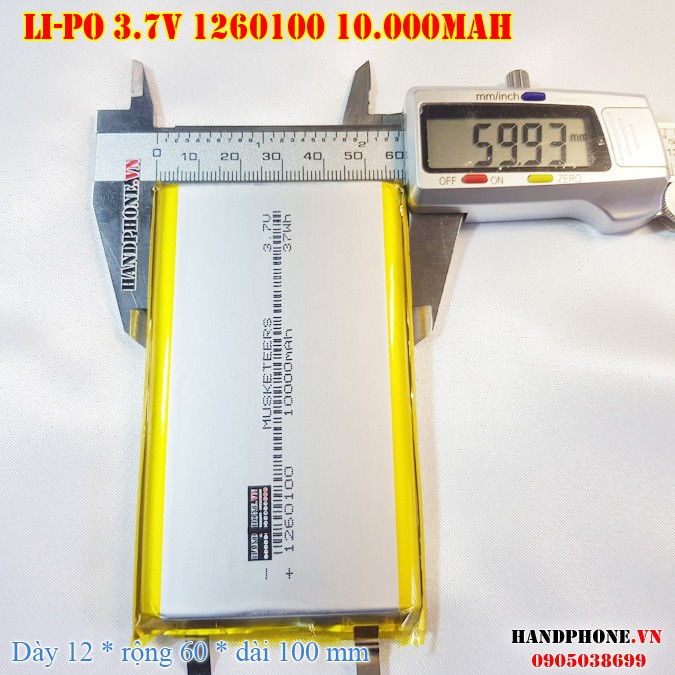 Pin Li-Po 3.7V 1260100 10000mAh (Lithium Polyme)