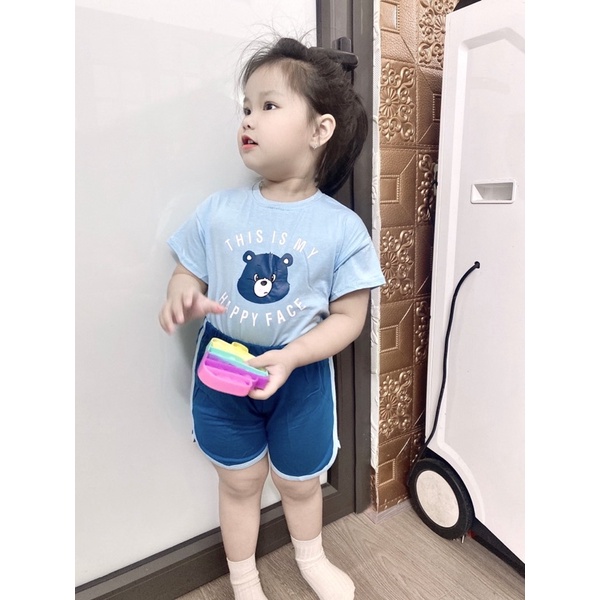 Bộ cộc thun lạnh hình gấu Mimonri bé trai/bé gái (6-16kg)