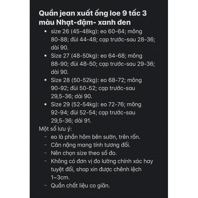 Sale Tết-  Quần jean nữ 9 tấc kiểu ống loe cạp cao co giãn/hàng vnxk az1 ˇ " * .