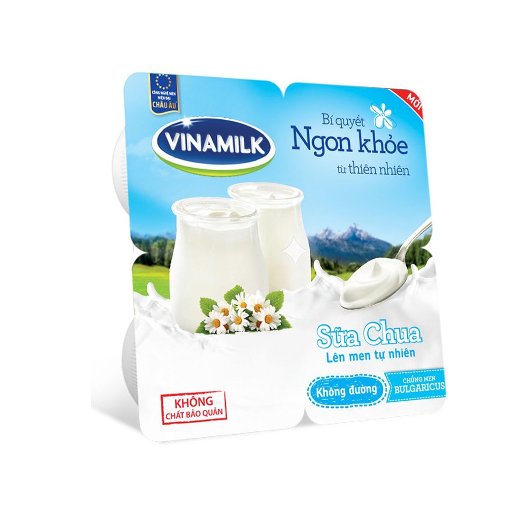 Lốc 4 hộp sữa chua không đường Vinamilk 100g