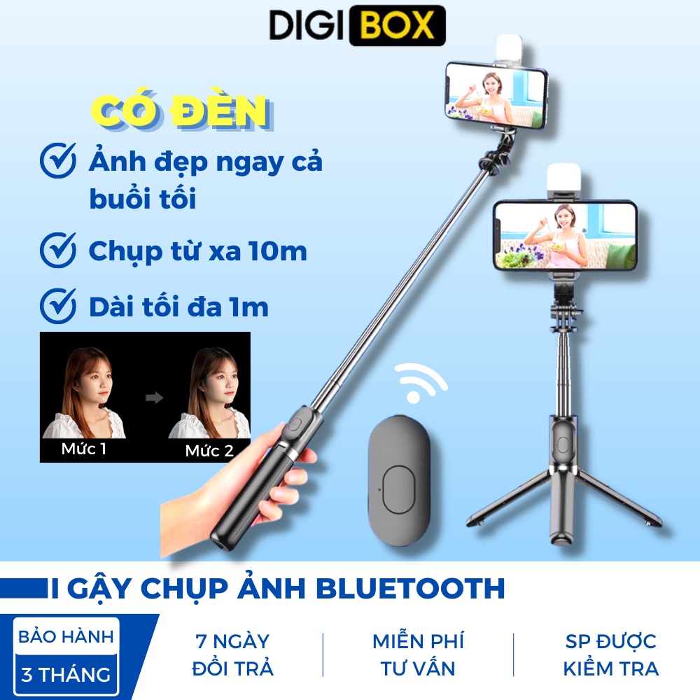 Gậy chụp ảnh tự sướng selfie kèm nút chụp bluetooth kiêm tripod 3 chân Q07 Digibox