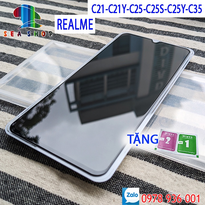 Kính cường lực Realme Q, C21, C21Y, C25, C25S, C25Y, C35 chống nhìn trộm - full màn - Tràn viền-Độ cứng 9H