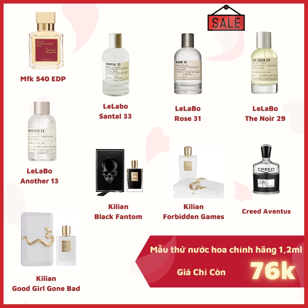 Mẫu thử nước hoa LELABO + KILIAN + Bacarat 540 chính hãng các loại dung tích 1,2ml- 1,5ml