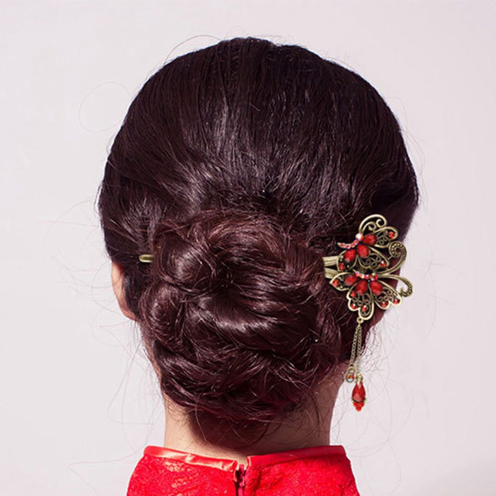Trâm cài tóc hình chim công phong cách retro