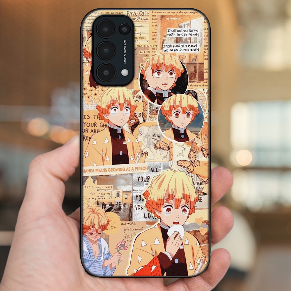 Ốp lưng Oppo Reno 5 viền đen in hình Zenitsu Kimetsu no Yaiba