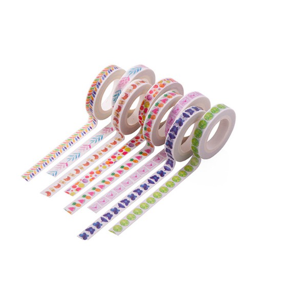 Z0607 Băng Keo Trang Trí Nhiều Họa Tiết Dài 10 Mét, Washi Tape Handmade Bukao