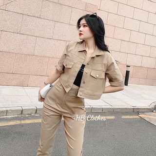 Set áo khoác nữ và quần tây dài, 3 món, đủ size, chất liệu kaki dày cao cấp XUONGMAYHB