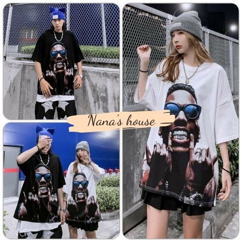 Áo Thun Dáng Rộng Hình Mặt Người Unisex  Nana's House - FREESHIP  Phông trơn họa tiết oversize kiểu dáng hiphop