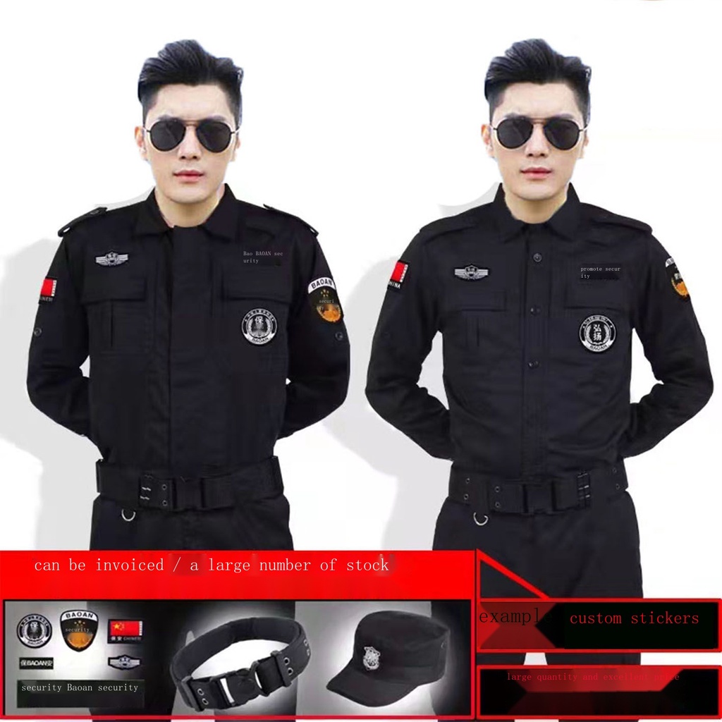 Đồng Phục Bảo Vệ Tay Dài Màu Đen Thoáng Khí Thời Trang Xuân Thu