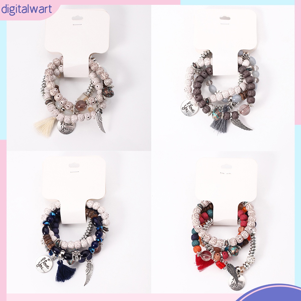 Set 4 Vòng Tay Chuỗi Hạt Phong Cách Bohemian Thanh Lịch Dành Cho Nữ