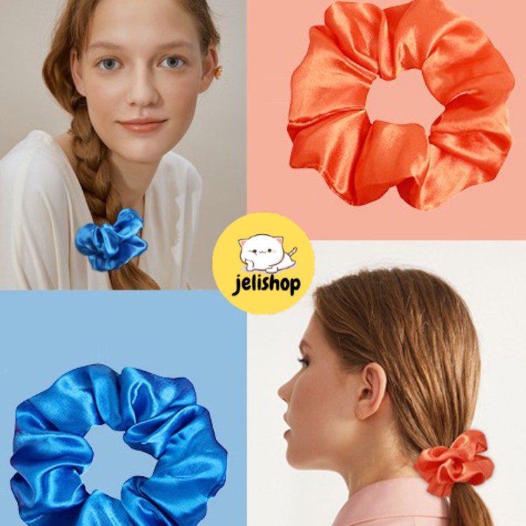 Dây cột tóc Scrunchies vải bóng trơn