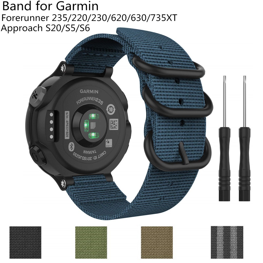 Dây đeo thay thế chống mồ hôi bằng nylon cho đồng hồ Garmin Forerunner 235/220/230/620/630/735XT và Approach S2/S5/S6