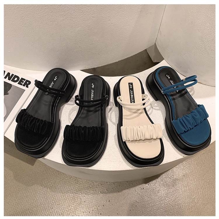 Giày Nữ Sandal Nhún Phong Cách Vintage Chất Da Mềm Mịn Hàng Đẹp 100