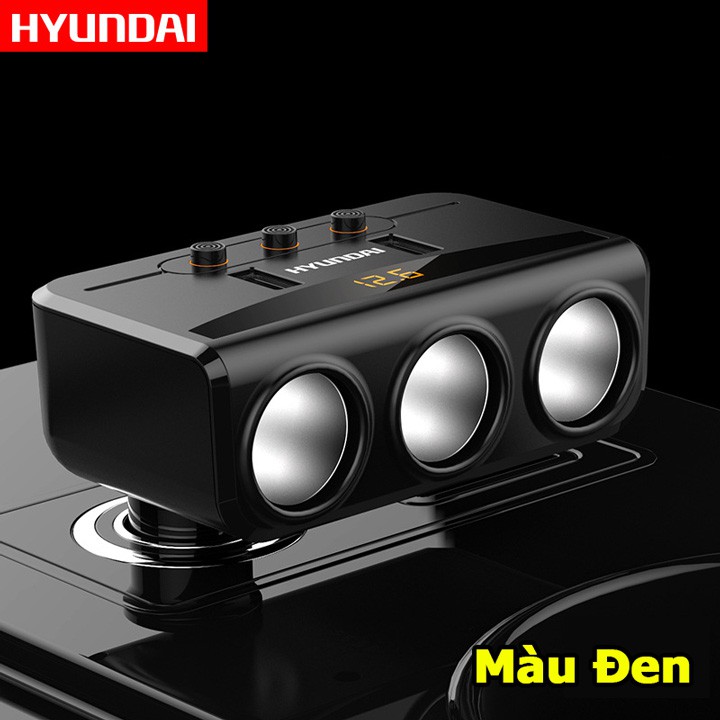 Bộ chia tẩu sạc ô tô 3 cổng đa năng Hyundai HY-29 kèm 2 cổng USB HY29