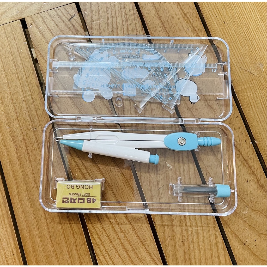 Bộ dụng cụ học sinh thước, compa, tẩy 7 món