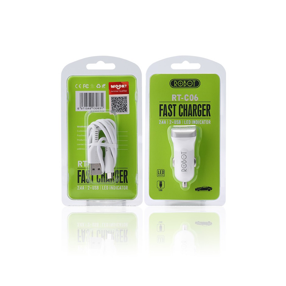 ROBOT Sạc Ô Tô Cốc Sạc Xe Hơi RT-C06 - CHÍNH HÃNG -BẢO HÀNH 1 ĐỔI 1