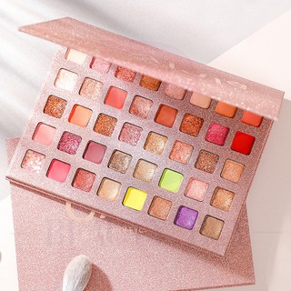 Bảng phấn mắt gồm 40 màu lì và ánh ngọc trai tông đất để trang điểm mắt khói có gương