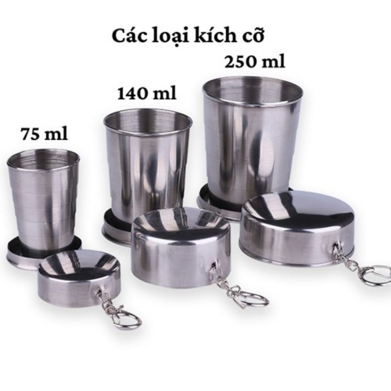 Ly Inox gấp gọn Du lịch 75ml, 140ml