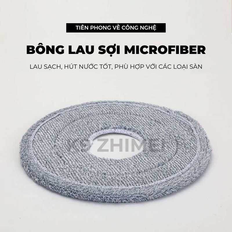 Bông Lau Sợi Microfiber Hình Tròn (25 cm) Thay Thế Chổi Lau Nhà Tách Nước Bẩn