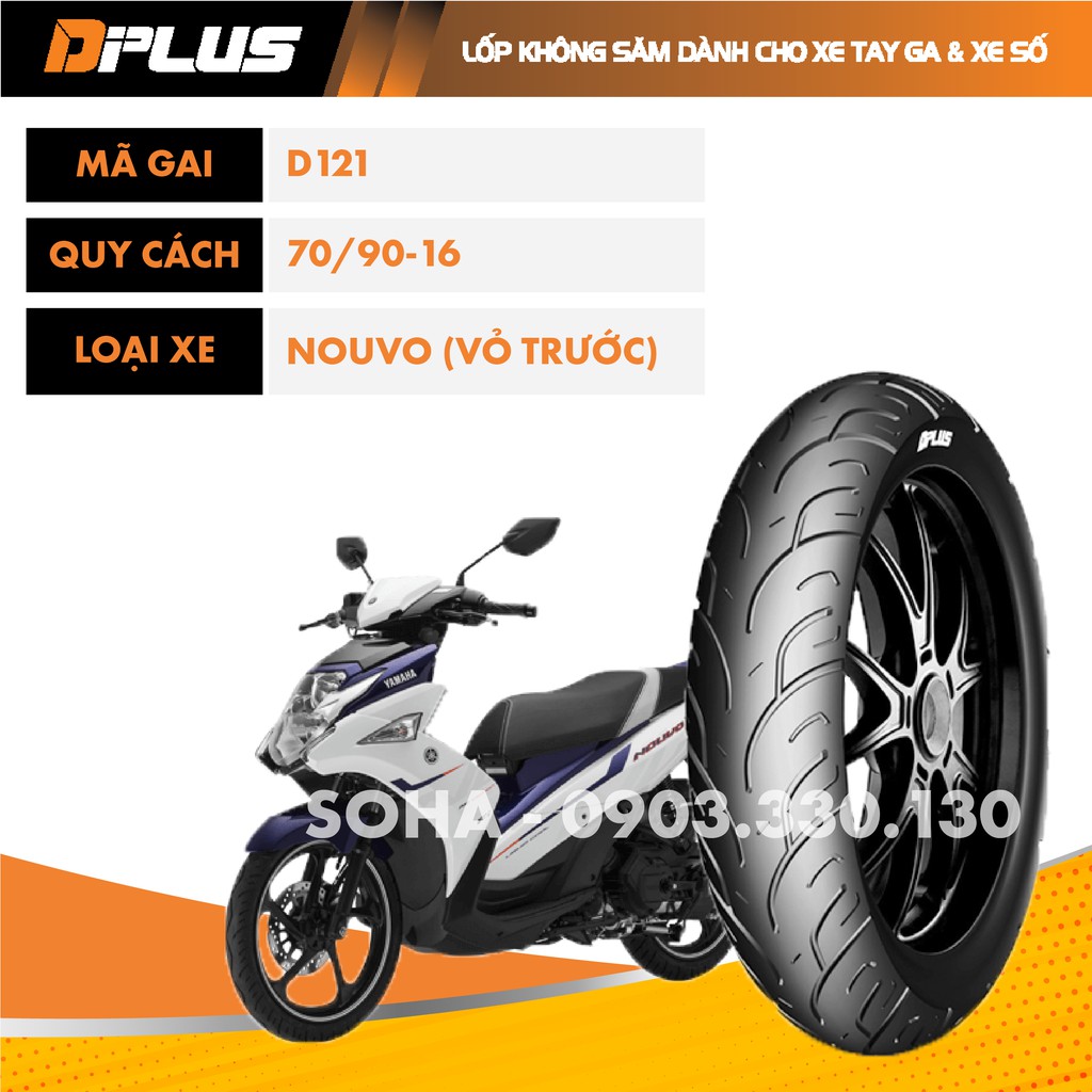 Vỏ/Lốp Trước Xe Nouvo (Không Ruột) 70/90-16 - D121 DPLUS