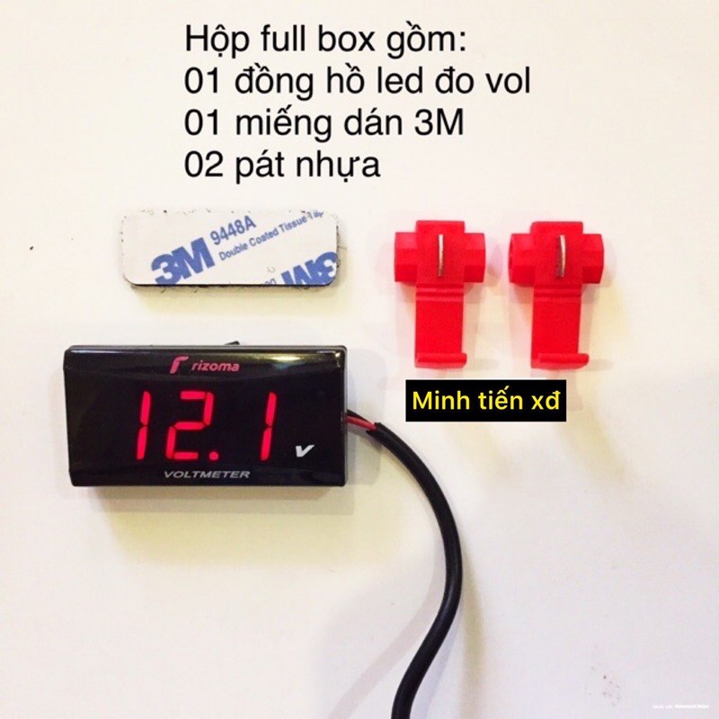 Đồng hồ led đo vol ắc quy xe máy 12v
