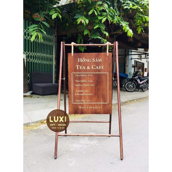 HCM | Bảng Standee khung gỗ, Standee khắc nội dung theo yêu cầu LUXI DECOR HCM