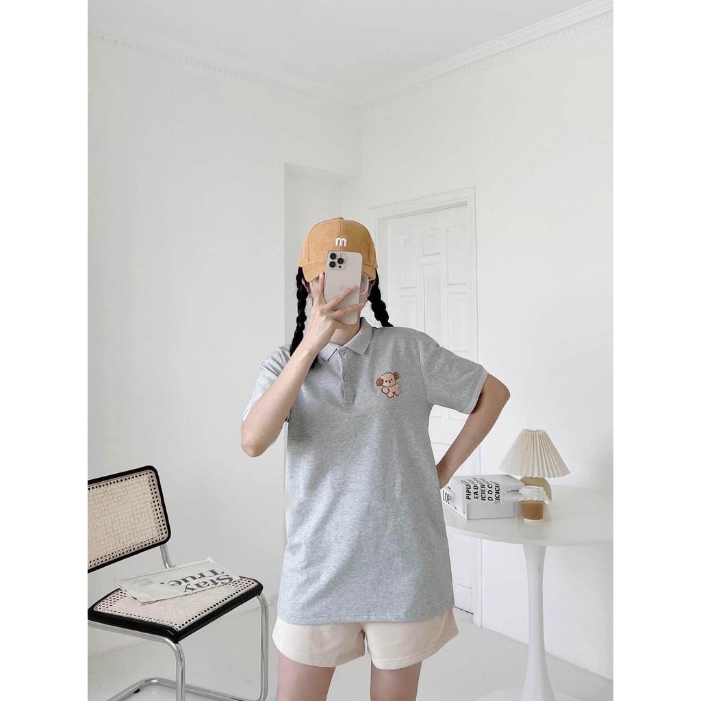 Áo Polo unisex form rộng, tay lỡ, nam nữ dưới 75kg