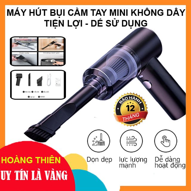 [BẢO HÀNH 5 NĂM ] MÁY HÚT BỤI CẦM TAY KHÔNG DÂY SIÊU MINI HÚT CỰC MẠNH 6000PA - 120W, SẠC USB